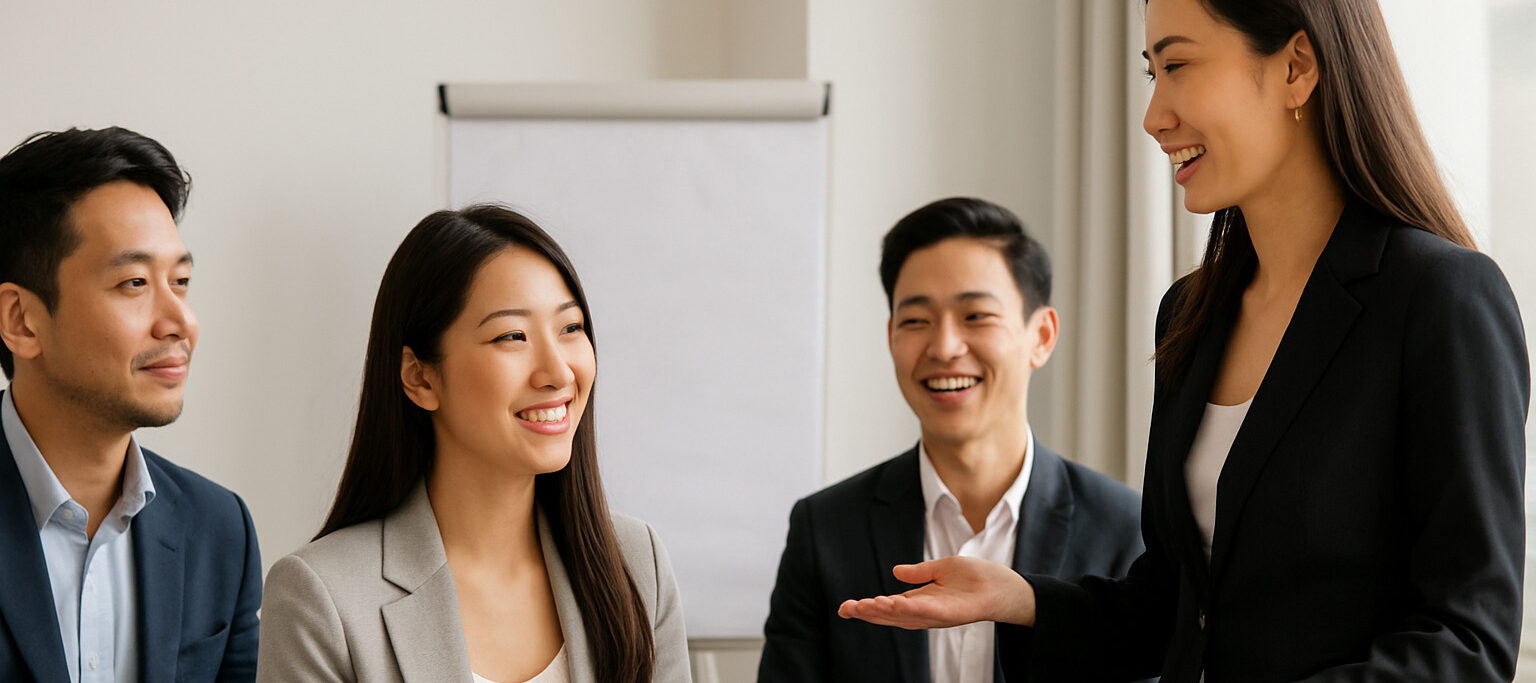 Asian professionals receiving image branding coaching